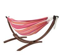 Vivere Double Cotton Hammock with Solid Pine ARC Stand, Mimosa