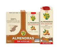 Vivesoy - Bebida Vegetal de Almendras Sin Azúcar 100% Cultivo Local - Pack 6 x 1L