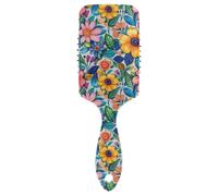 Vivi Flower and Leaves - Cepillo de pelo colorido diseñado para el crecimiento del cabello con mango ergonómico para cabello