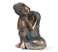 Vivi Idee Figura de Buda durmiente escultura, decoración de mesa de meditación Tailandia, decoración de salón, baño de resina, 23 cm de altura (bronces de Buda dormido)
