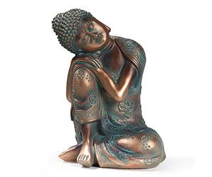 Vivi Idee Figura de Buda durmiente escultura, decoración de mesa de meditación Tailandia, decoración de salón, baño de resina, 23 cm de altura (bronces de Buda dormido)