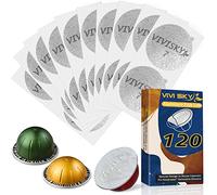 VIVI SKY Tapas de papel de aluminio para reutilizar cápsulas Vertuoline, tapas reutilizables Vertuo, compatibles con máquina Nespresso VertuoLine (120 tapas de vainas Vertuo)