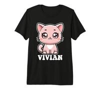 Vivian - Lindo diseño de Gato para niñas con Nombre Vivian Camiseta Premium