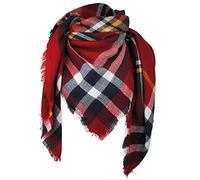 VIVIAN & VINCENT Bufanda clásica de otoño e invierno para mujer, a cuadros, cálida, suave, gruesa, grande, chal, Rojo Maroom C46, Talla única