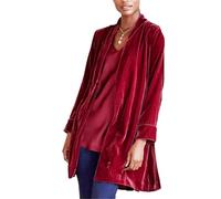 VIVICOLOR Chaqueta larga de terciopelo para mujer, estilo vintage, con frente abierto, chal, chal, gabardina, ropa de abrigo, 21, M