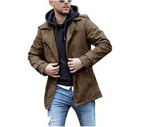VIVICOLOR Gabardina corta con solapa de muesca para hombre, longitud media, abrigo para exteriores