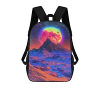 Vivid Fantasy Landscape with Mountain And Moon Mochilas Escolares De Moda Para Papelería, Impermeables, Informales, Para Hombres, Mujeres Y Adolescentes 17inch
