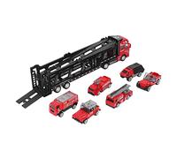 Vivid Fire Truck Car Carrier con 6 Coches Extraíbles para Niños, Juego Imaginativo, Juguete para Niños