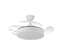 Vivid Torral Ventilador DC Tridente 59W Blanco con 4 Aspas Desplegables, Luz LED Regulable, Control Remoto y Temporizador, 91 cm Abierto, 40 cm Cerrado