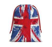Vivid Union Jack - Bolsa de cordón con estampado de bandera británica, bolsas de cuerda, bolsas de embalaje premium para negocios y eventos, talla M