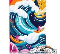 Vivida visione fauvista Della Grande Onda di Kanagawa Puzzle per adulti e adolescenti 1000 pezzi Gioco Educativo Sfida Giocattolo 1000 pezzi (75x50 cm)