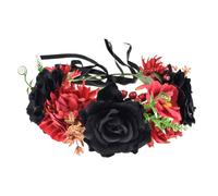 Vividsun Day of The Dead Flower Headband Rose Flower Crown Headpiece red black