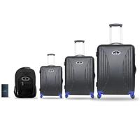 Vivien Kondor London Travel Smart - Bolsas de equipaje rígidas negras (batería externa + mochila + tamaño de cabina pequeña + maleta mediana + grande), Black, PowerBank + Rucksack +Small + Med + Large