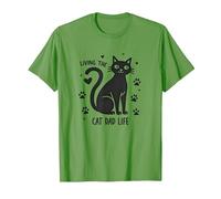 Viviendo el Gato papá Vida: Pata del Padre felino Camiseta, Hombre, Hierba, 3XL