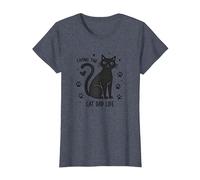 Viviendo el Gato papá Vida: Pata del Padre felino Camiseta, Mujer, Azul Jaspeado, S