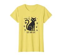 Viviendo el Gato papá Vida: Pata del Padre felino Camiseta, Mujer, Limón, M