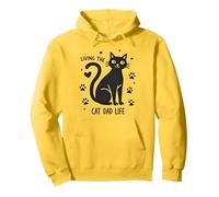 Viviendo el Gato papá Vida: Pata del Padre felino Sudadera con Capucha, Unisex para Adultos, Limón, M
