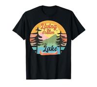 Viviendo el sueño en el Lago Vintage Canoe Mountain Sunset Camiseta