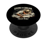 Viviendo el sueño (Enviar Ayuda), Divertido Agotamiento en PopSockets PopGrip Adhesivo