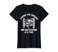 Viviendo el sueño una Mala decisión a la Vez Cabra Divertida Camiseta gráfica económica, Mujer, Negro, L