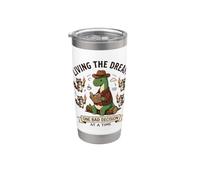 Viviendo el sueño Una mala decisión a la vez Divertido dinosaurio Vaso térmico de acero inoxidable de doble pared