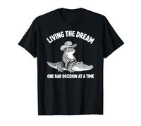 Viviendo el sueño Una Mala decisión a la Vez Funny Frog Gator Camiseta gráfica económica, Hombre, Negro, M