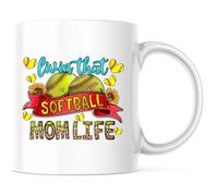 Viviendo La Vida De Mamá De Softbol Mug Duradero Tazas De Cerámica Único Tazas De Desayuno Para Bebidas Frías Y Calientes Espresso Té 330Ml