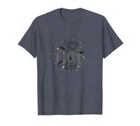 Viviendo la Vida del Gato: Amante caprichoso de Las Mascotas Camiseta, Hombre, Azul Jaspeado, L