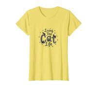 Viviendo la Vida del Gato: Amante caprichoso de Las Mascotas Camiseta, Mujer, Limón, 3XL