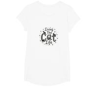 Viviendo la Vida del Gato: Amante caprichoso de Las Mascotas Camiseta, Niñas, Blanco, Pequeña