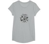 Viviendo la Vida del Gato: Amante caprichoso de Las Mascotas Camiseta, Niñas, Gris Jaspeado, Pequeña