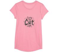 Viviendo la Vida del Gato: Amante caprichoso de Las Mascotas Camiseta, Niñas, Rosado, Pequeña