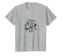 Viviendo la Vida del Gato: Amante caprichoso de Las Mascotas Camiseta, Niños, Gris Jaspeado, 12 años