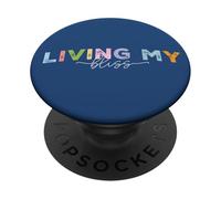 Viviendo mi dicha y Brillante Pastel de Letras Inspiradoras PopSockets PopGrip Adhesivo