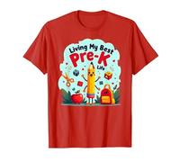 Viviendo mi Mejor Vida de prekínder: Comienza una Alegre Aventura Escolar Camiseta, Hombre, Rojo, S