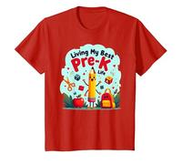Viviendo mi Mejor Vida de prekínder: Comienza una Alegre Aventura Escolar Camiseta, Niños, Rojo, 2 años