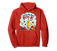Viviendo mi Mejor Vida de prekínder: Comienza una Alegre Aventura Escolar Sudadera con Capucha, Unisex para Adultos, Rojo, XXL