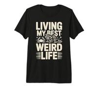 Viviendo mi Mejor Vida extraña Mapache y Cangrejo Camiseta Premium