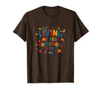 Viviendo mi Mejor Vida Preescolar Camiseta, Hombre, Marrón, XXL