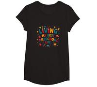 Viviendo mi Mejor Vida Preescolar Camiseta, Niñas, Negro, Pequeña
