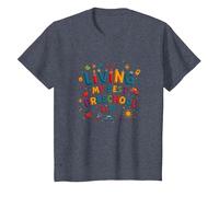 Viviendo mi Mejor Vida Preescolar Camiseta, Niños, Azul Jaspeado, 12 años