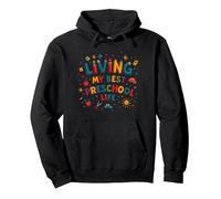 Viviendo mi Mejor Vida Preescolar Sudadera con Capucha, Unisex para Adultos, Negro, XXL