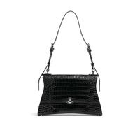 Vivienne Westwood Bianca Embossed Croc M Bolso de hombro negro, cuero, mujer