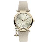 Vivienne Westwood Orb Pop VV006GDCM - Reloj con Mecanismo de Cuarzo para Mujer, Esfera analógica y Correa de Cuero, Color Crema