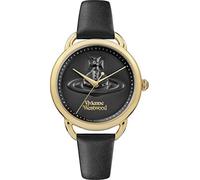 Vivienne Westwood Reloj Cuarzo Mujer 33.50mm con dial Analógico Negro y Correa de Pulsera de Cuero Negro VV163GDBLK