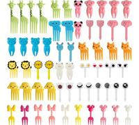 VIVIIHOO 60 tenedores de frutas reutilizables, mini tenedores y picadores de aperitivos para fiambreras, bento box y fiestas, bonitos pinchos