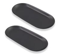 VIVIIHOO Bandeja Decorativa Negra, Bandeja Negra de Metal 30x12cm para postres,cosméticos, Joyas, Paquete de Velas con 2 tabletas ovaladas,Bandeja de jabón para Almacenamiento y decoración de Belleza