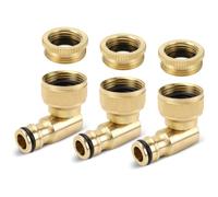 VIVIIHOO Conector de Grifo Angular de Latón para Gardena, Ángulo 90 Grados, Rosca 3/4 Pulgada, Rotación 360°, 3 Piezas