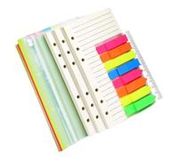 VIVIIHOO Cuaderno A6 Recambio de papel punteado 135 hojas con fichas, separadores e índices - Accesorios para planificadores presupuestarios con calendarios y carpetas - Papel de notas rayado