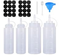 VIVIIHOO Juego de 4 Botellas Exprimir y Dosificar: 250 ml y 500 ml para Salsas, Kétchup, Aceite, Parrilla, Pintura, Decoración de Pasteles y Cocina
